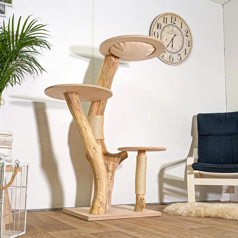 Naturkratzbaum 4422 Kratzbaum Natur Holz Design 144 cm hoch Katzenbaum