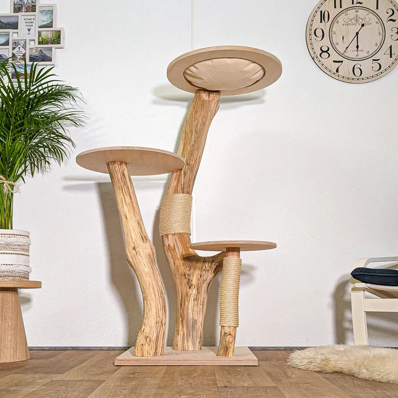 Naturkratzbaum 4422 Kratzbaum Natur Holz Design 144 cm hoch Katzenbaum