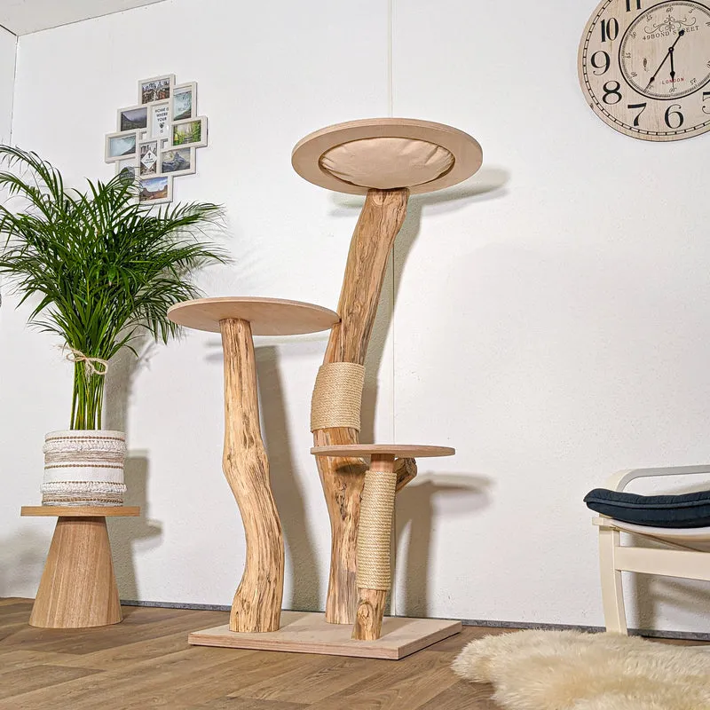 Naturkratzbaum 4422 Kratzbaum Natur Holz Design 144 cm hoch Katzenbaum