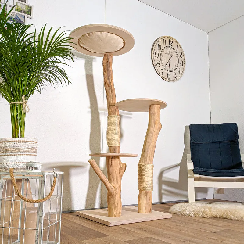 Naturkratzbaum 4421 Kratzbaum Natur Holz Design 135 cm hoch Katzenbaum
