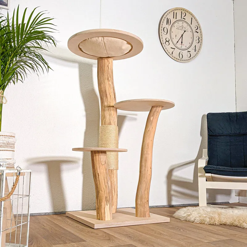 Naturkratzbaum 4420 Kratzbaum Natur Holz Design 135 cm hoch Katzenbaum
