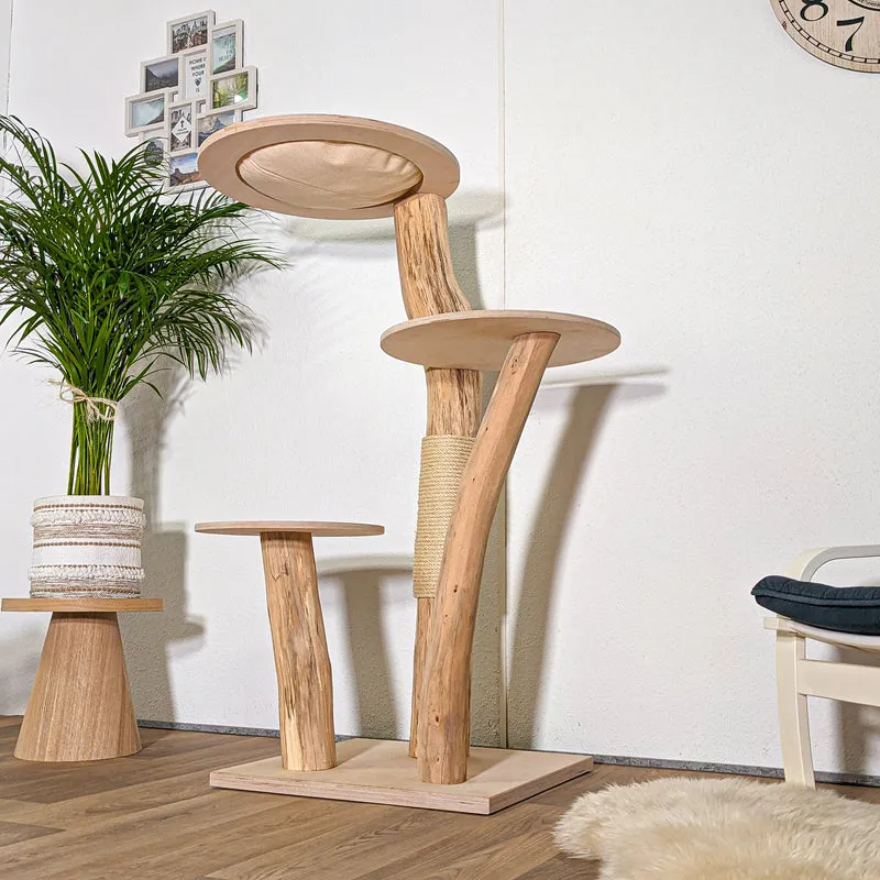 Naturkratzbaum 4420 Kratzbaum Natur Holz Design 135 cm hoch Katzenbaum