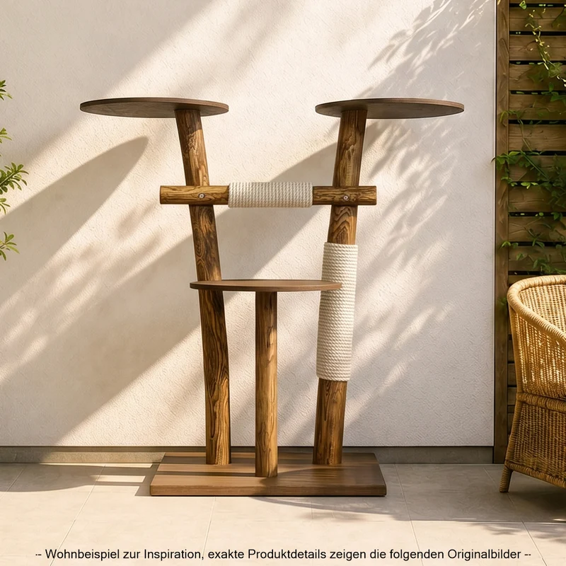 Outdoor Naturkratzbaum CA0010 Kratzbaum Natur Holz Design 105 cm hoch Katzenbaum