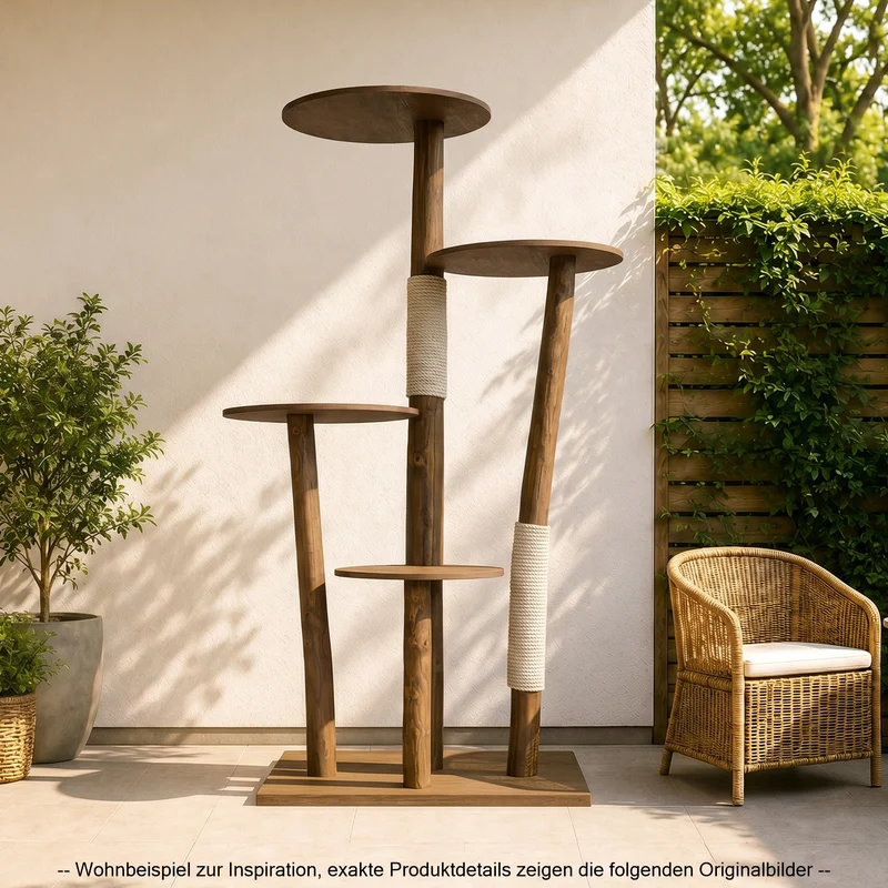 Outdoor Naturkratzbaum CA0039 Kratzbaum Natur Holz Design 175 cm hoch Katzenbaum