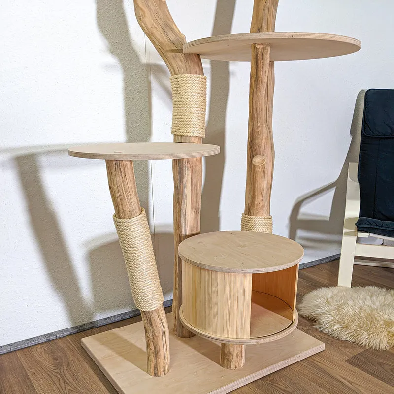 RESERVIERT - Naturkratzbaum 4411 Kratzbaum Natur Holz Design 170 cm hoch Katzenbaum