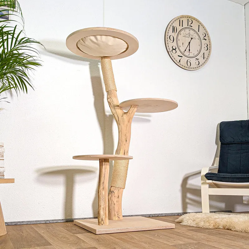 Naturkratzbaum 4412 Kratzbaum Natur Holz Design 145 cm hoch Katzenbaum