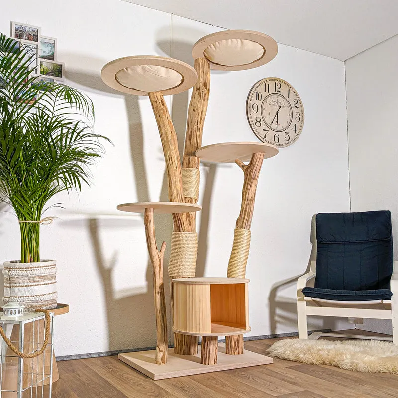 Naturkratzbaum 4413 Kratzbaum Natur Holz Design 205 cm hoch Katzenbaum