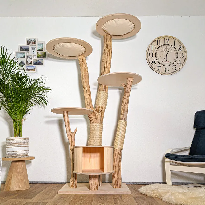 Naturkratzbaum 4413 Kratzbaum Natur Holz Design 205 cm hoch Katzenbaum