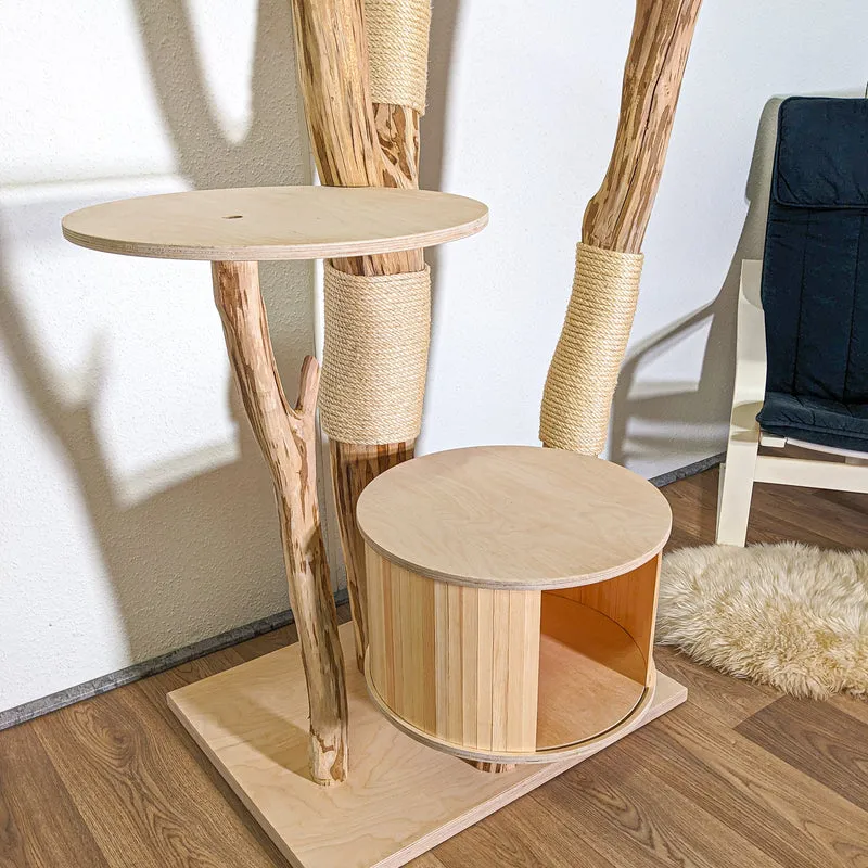 Naturkratzbaum 4413 Kratzbaum Natur Holz Design 205 cm hoch Katzenbaum