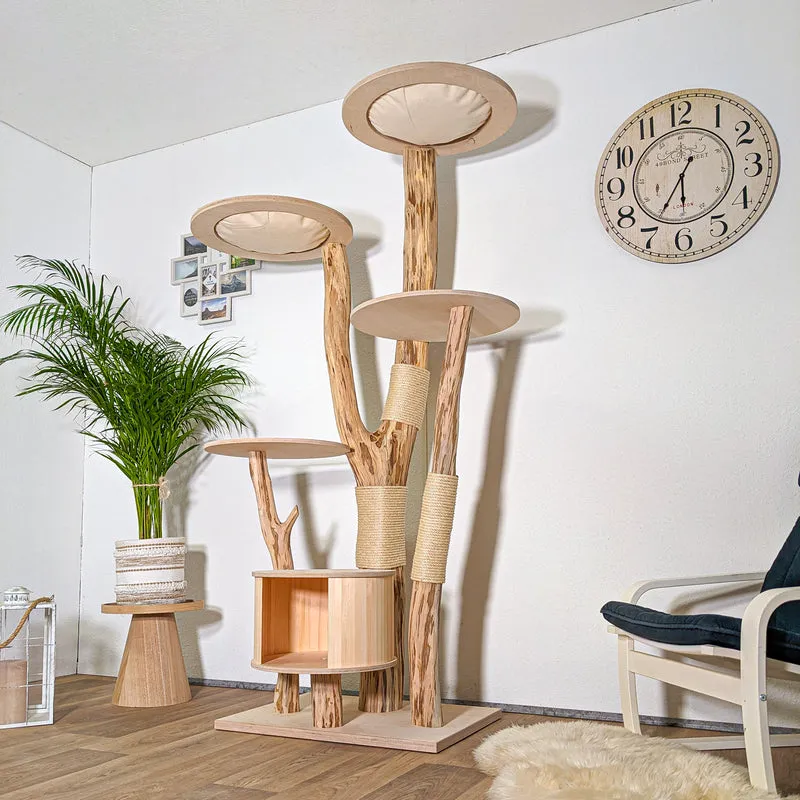 Naturkratzbaum 4413 Kratzbaum Natur Holz Design 205 cm hoch Katzenbaum