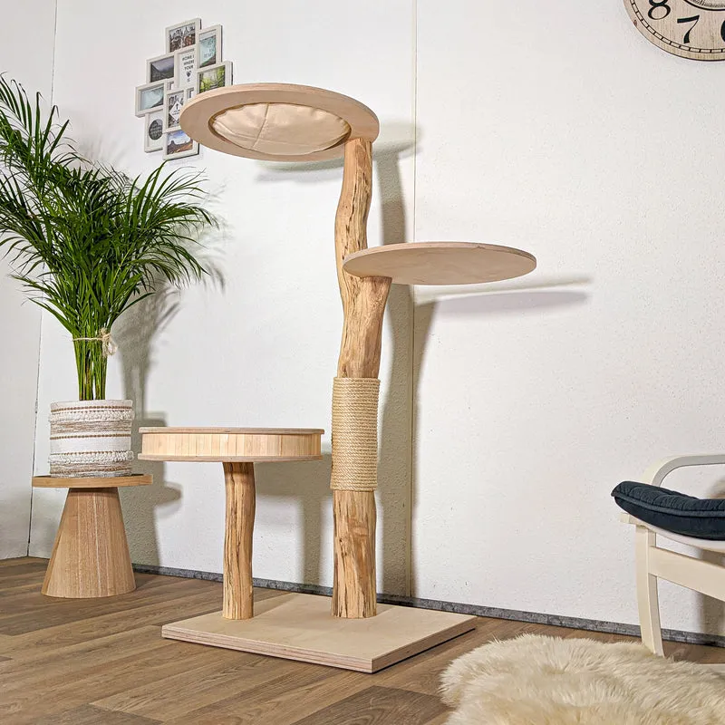 Naturkratzbaum 4414 Kratzbaum Natur Holz Design 144 cm hoch Katzenbaum