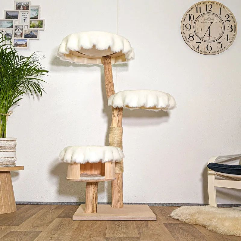 Naturkratzbaum 4415 Kratzbaum Natur Holz Design 145 cm hoch Katzenbaum
