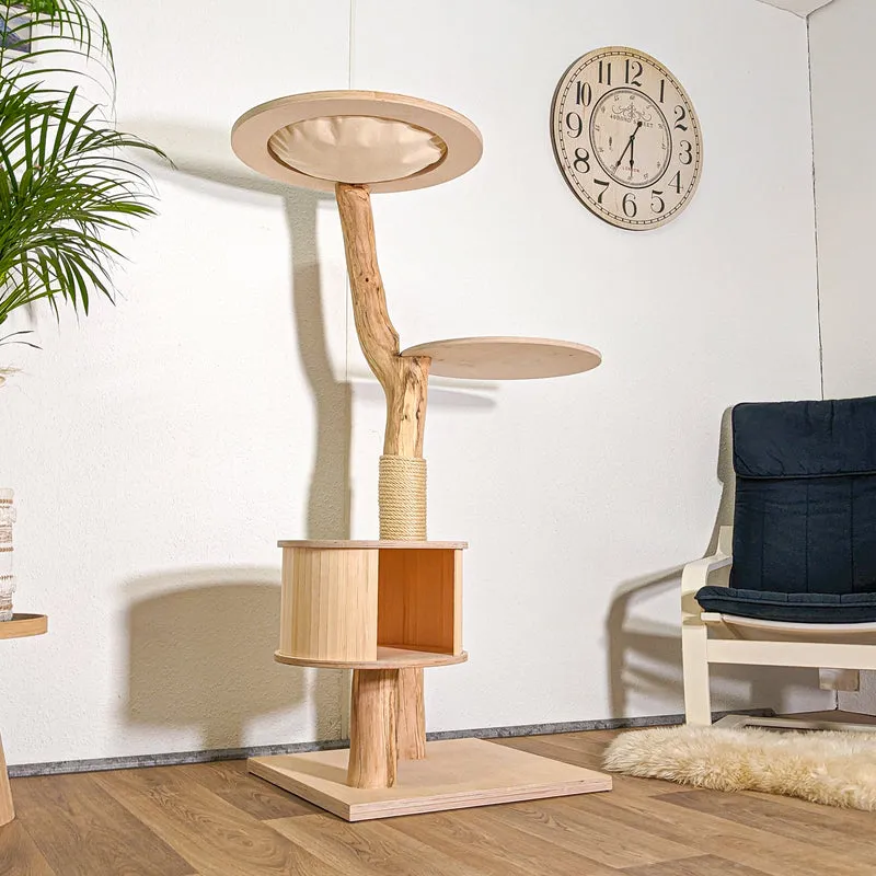 Naturkratzbaum 4415 Kratzbaum Natur Holz Design 145 cm hoch Katzenbaum