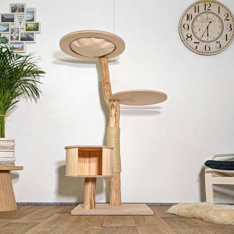 Naturkratzbaum 4415 Kratzbaum Natur Holz Design 145 cm hoch Katzenbaum