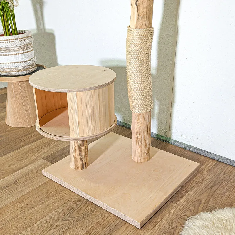 Naturkratzbaum 4415 Kratzbaum Natur Holz Design 145 cm hoch Katzenbaum