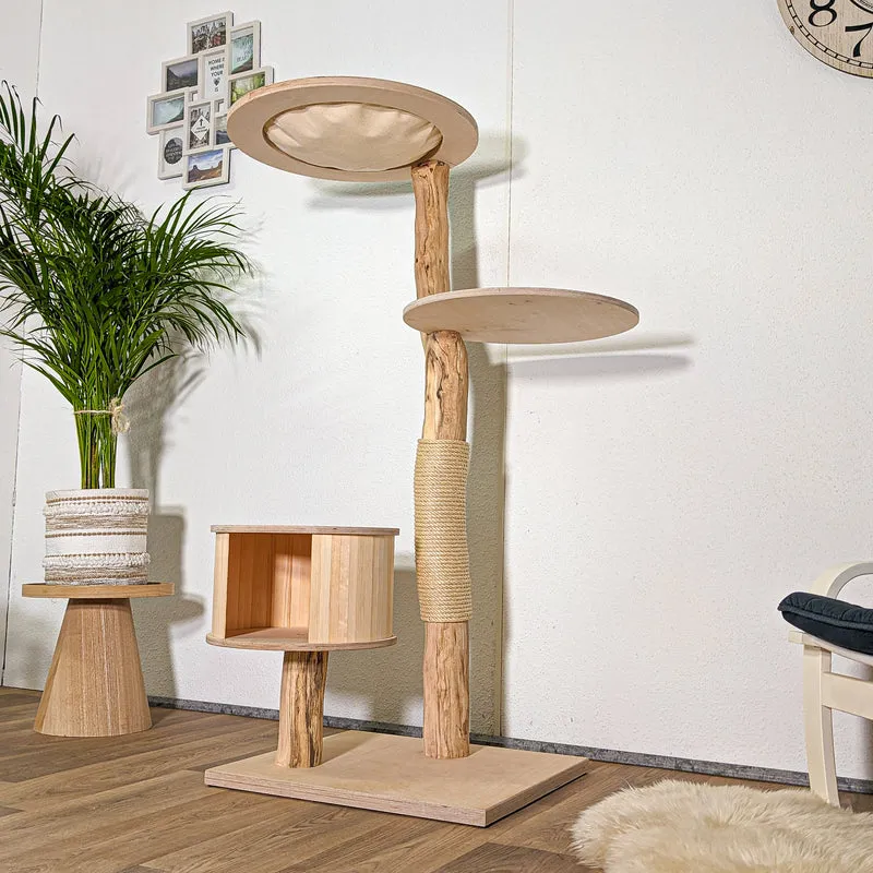 Naturkratzbaum 4415 Kratzbaum Natur Holz Design 145 cm hoch Katzenbaum