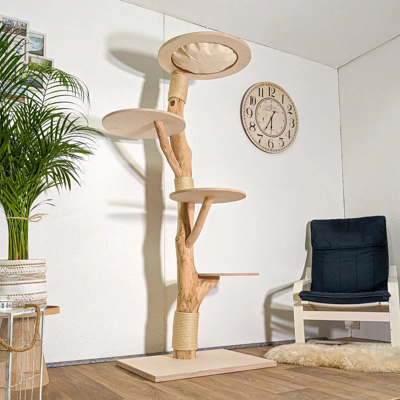 Naturkratzbaum 4417 Kratzbaum Natur Holz Design 190 cm hoch Katzenbaum