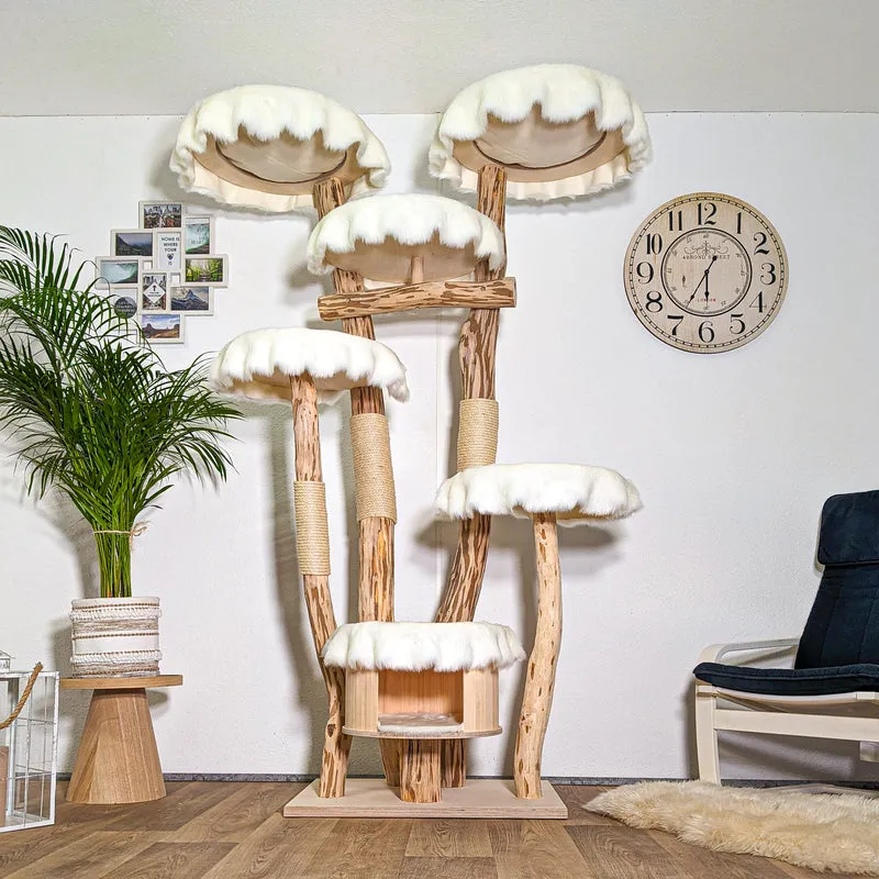 RESERVIERT - Naturkratzbaum 4419 Kratzbaum Natur Holz Design 210 cm hoch Katzenbaum
