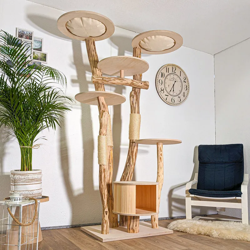 RESERVIERT - Naturkratzbaum 4419 Kratzbaum Natur Holz Design 210 cm hoch Katzenbaum