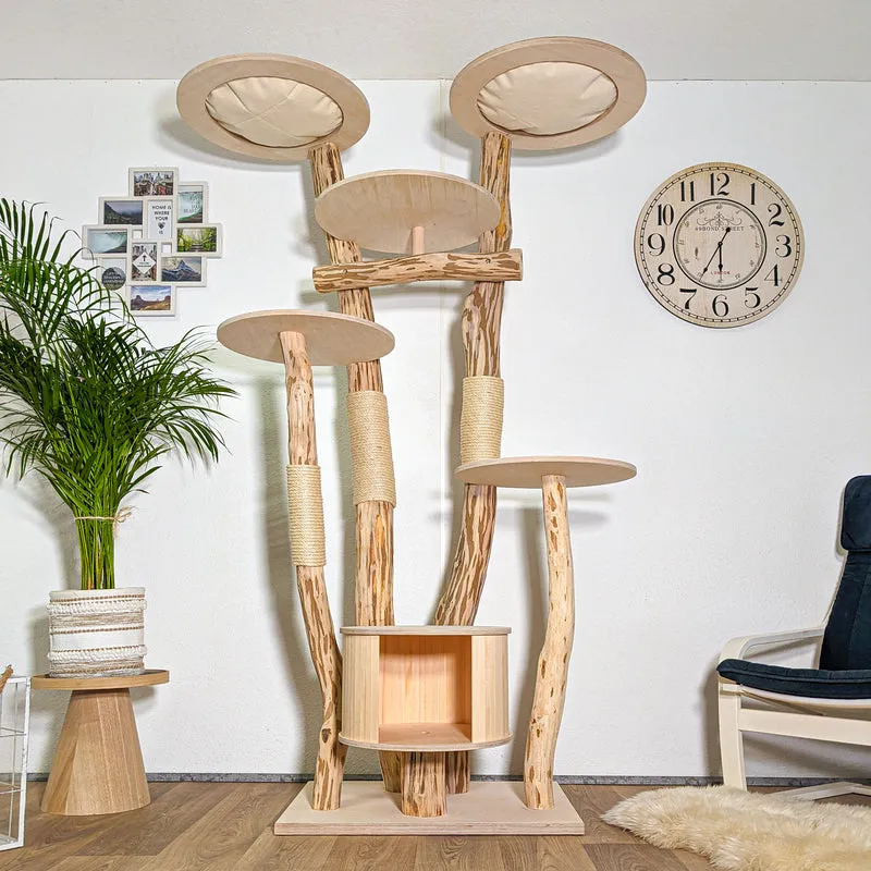 RESERVIERT - Naturkratzbaum 4419 Kratzbaum Natur Holz Design 210 cm hoch Katzenbaum