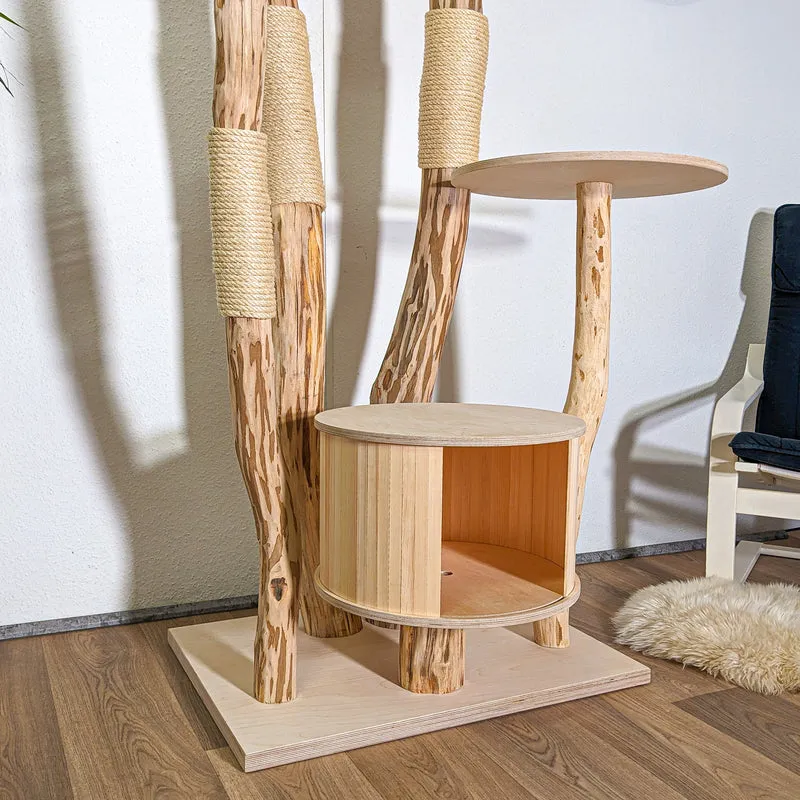 RESERVIERT - Naturkratzbaum 4419 Kratzbaum Natur Holz Design 210 cm hoch Katzenbaum