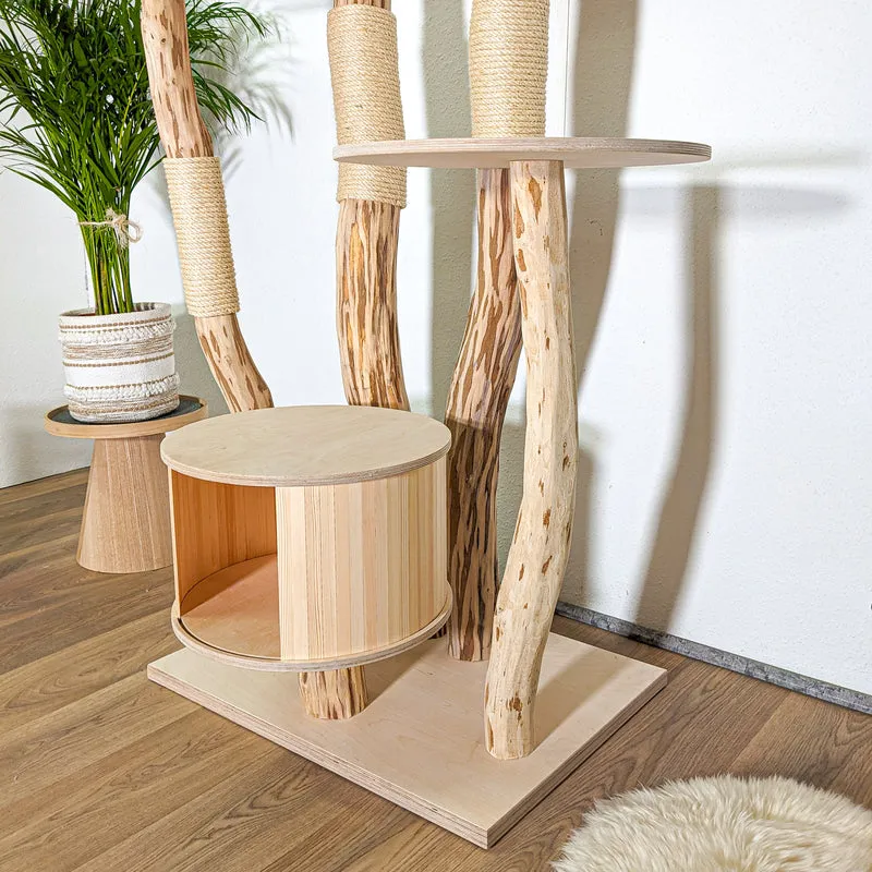 RESERVIERT - Naturkratzbaum 4419 Kratzbaum Natur Holz Design 210 cm hoch Katzenbaum