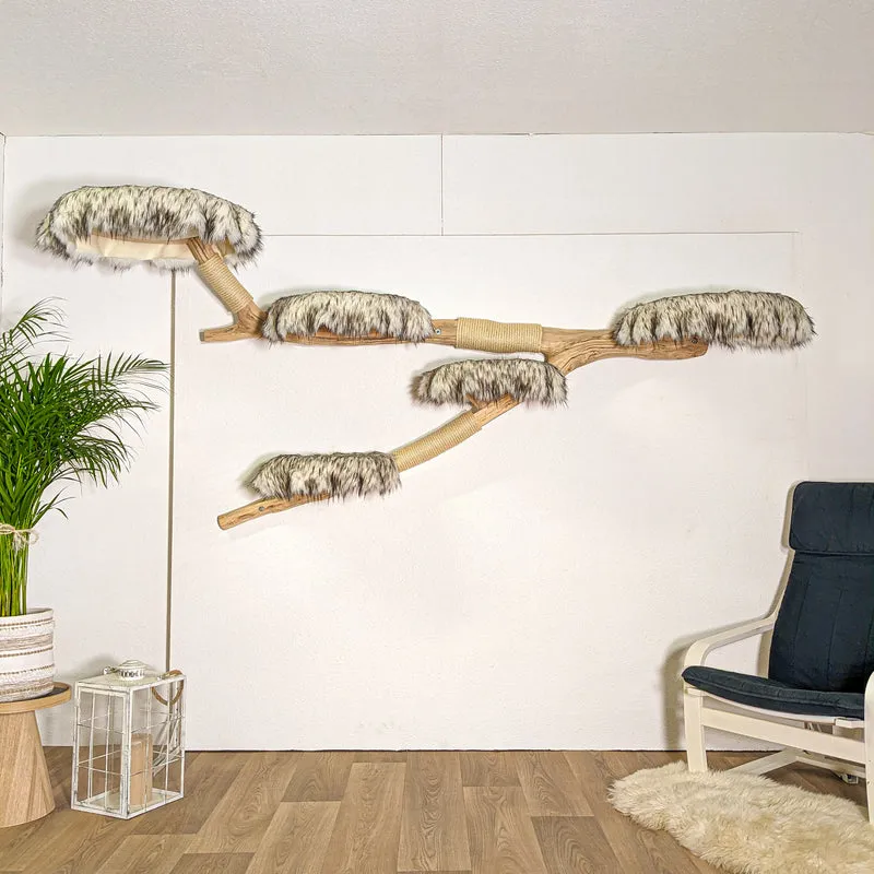 RESERVIERT - Wandkratzbaum 4389 Naturkratzbaum 255 cm Länge Kratzbaum Natur Holz Design