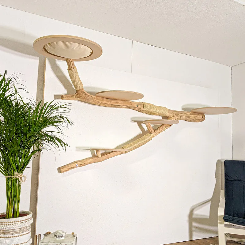 RESERVIERT - Wandkratzbaum 4389 Naturkratzbaum 255 cm Länge Kratzbaum Natur Holz Design