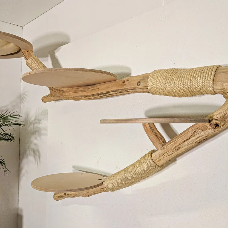 RESERVIERT - Wandkratzbaum 4389 Naturkratzbaum 255 cm Länge Kratzbaum Natur Holz Design