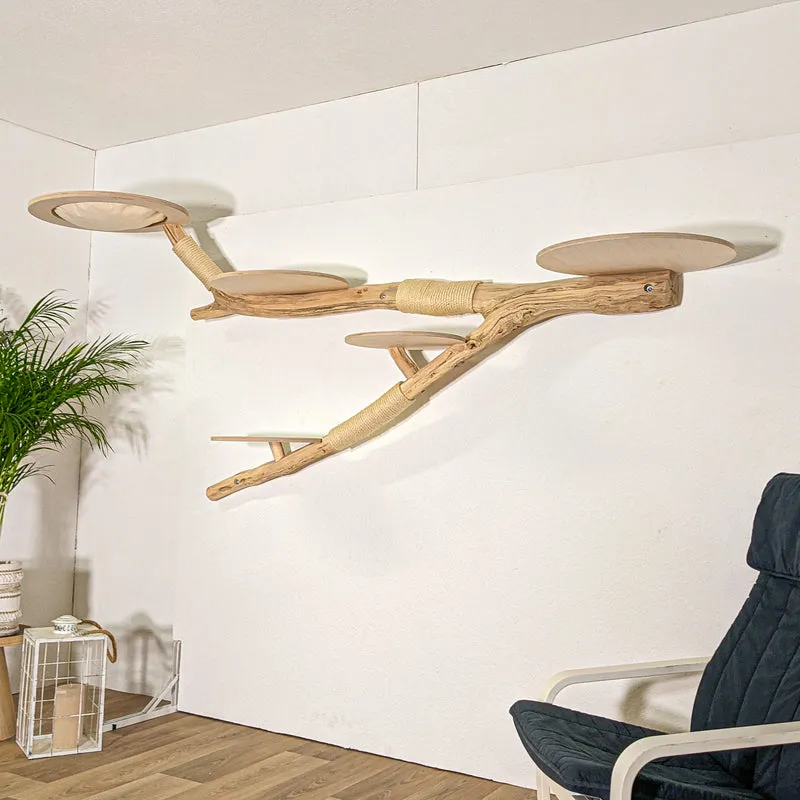 RESERVIERT - Wandkratzbaum 4389 Naturkratzbaum 255 cm Länge Kratzbaum Natur Holz Design