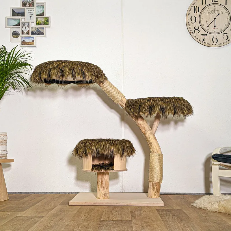 Naturkratzbaum 4407 Kratzbaum Natur Holz Design 122 cm hoch Katzenbaum