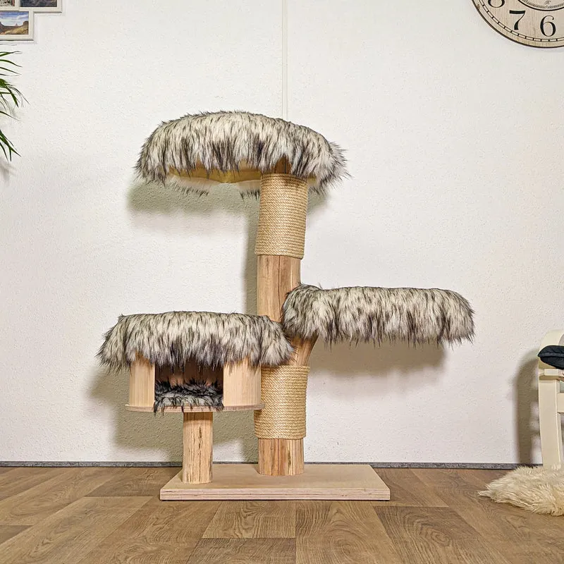 RESERVIERT - Naturkratzbaum 4406 Kratzbaum Natur Holz Design 105 cm hoch Katzenbaum