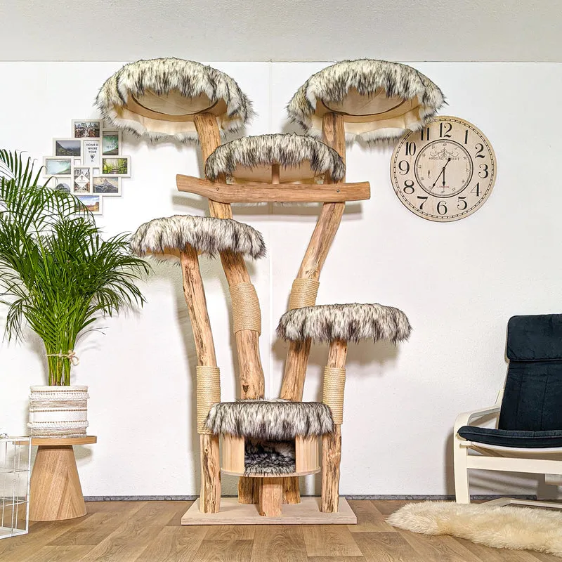 RESERVIERT - BODENPLATTE ÖL - ABHOLUNG Naturkratzbaum 4381 Kratzbaum Natur Holz Design 205 cm hoch Katzenbaum