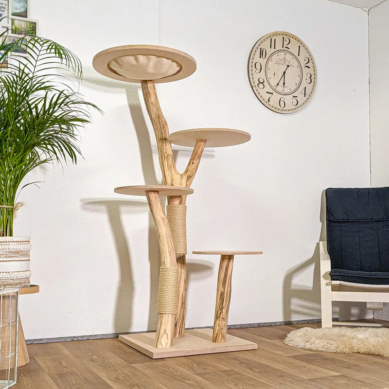 RESERVIERT - LIEFERUNG - Naturkratzbaum 4382 Kratzbaum Natur Holz Design 160 cm hoch Katzenbaum