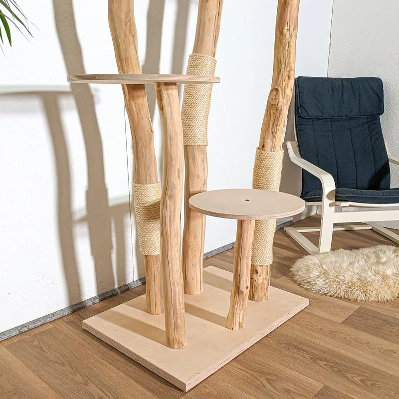 Naturkratzbaum 4383 Kratzbaum Natur Holz Design 195 cm hoch Katzenbaum