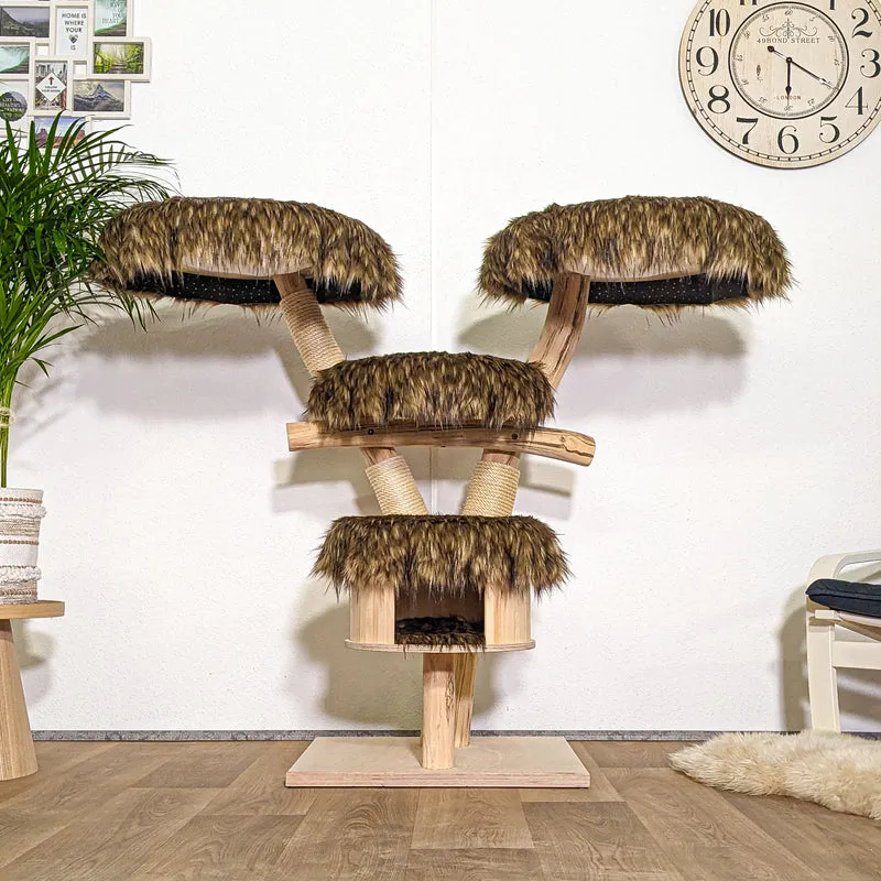 RESERVIERT - H+P - Naturkratzbaum 4346 Kratzbaum Natur Holz Design 120 cm hoch Katzenbaum