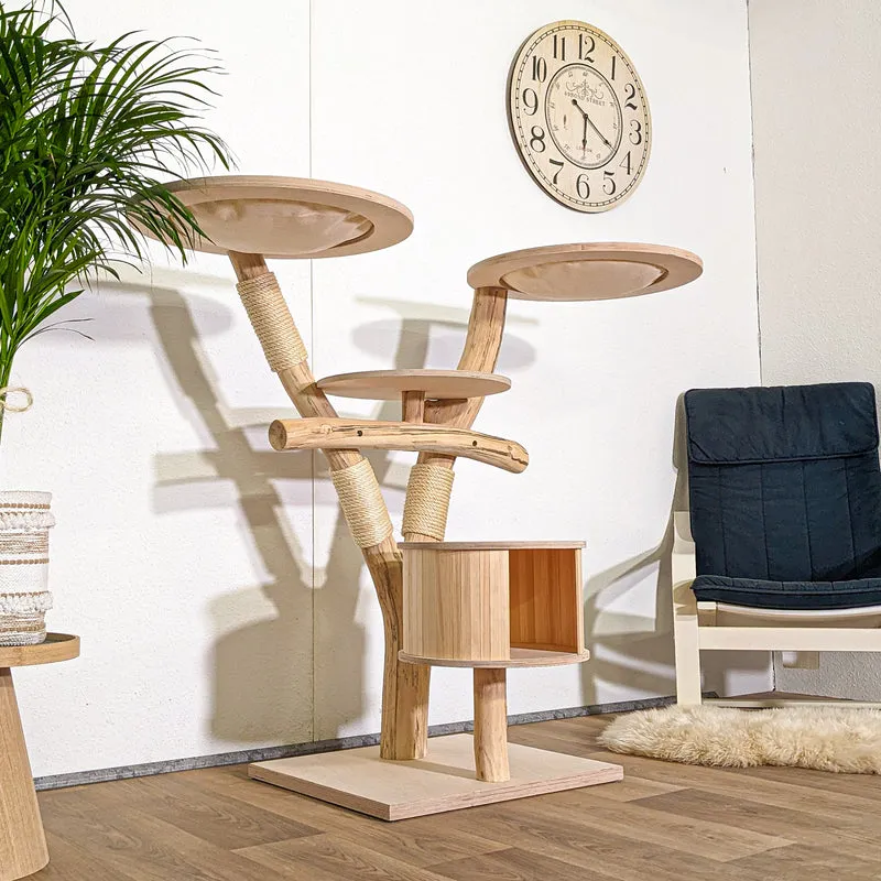 RESERVIERT - H+P - Naturkratzbaum 4346 Kratzbaum Natur Holz Design 120 cm hoch Katzenbaum