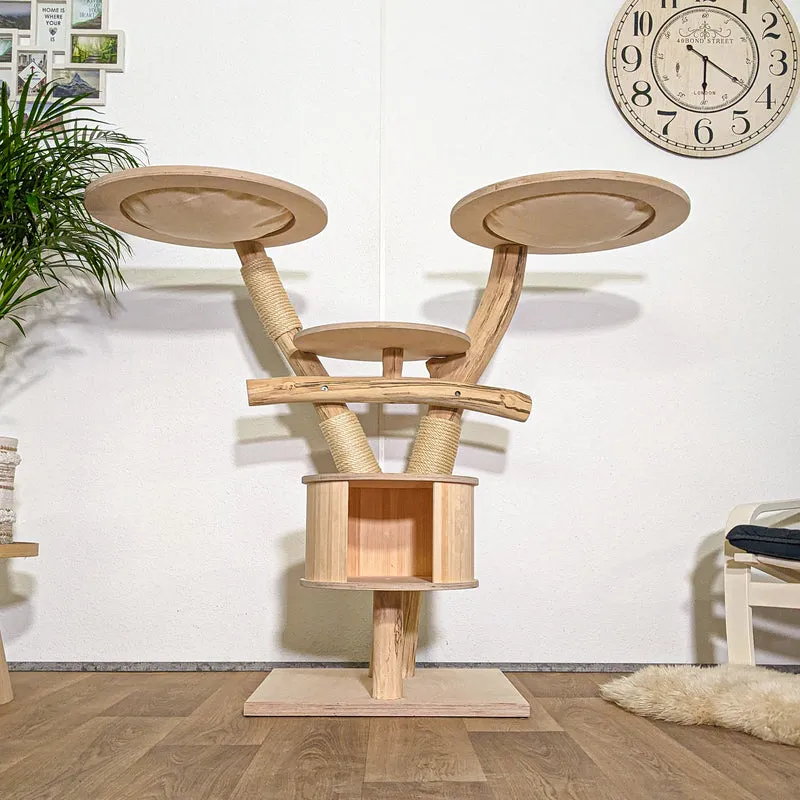 RESERVIERT - H+P - Naturkratzbaum 4346 Kratzbaum Natur Holz Design 120 cm hoch Katzenbaum
