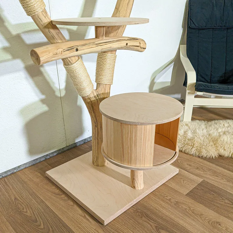 RESERVIERT - H+P - Naturkratzbaum 4346 Kratzbaum Natur Holz Design 120 cm hoch Katzenbaum