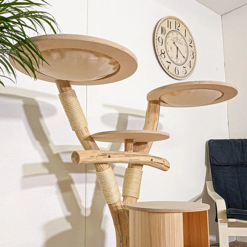 RESERVIERT - H+P - Naturkratzbaum 4346 Kratzbaum Natur Holz Design 120 cm hoch Katzenbaum