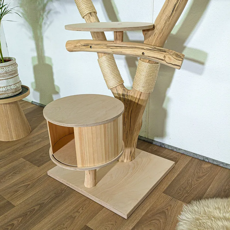 RESERVIERT - H+P - Naturkratzbaum 4346 Kratzbaum Natur Holz Design 120 cm hoch Katzenbaum