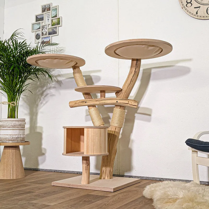 RESERVIERT - H+P - Naturkratzbaum 4346 Kratzbaum Natur Holz Design 120 cm hoch Katzenbaum