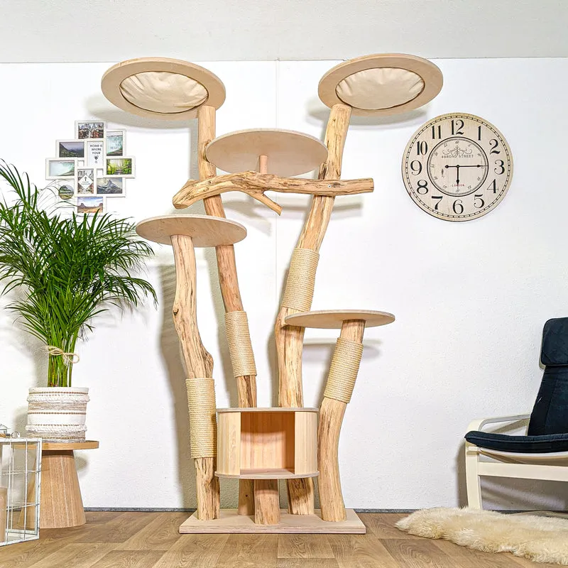 Naturkratzbaum 4374 Kratzbaum Natur Holz Design 204 cm hoch Katzenbaum