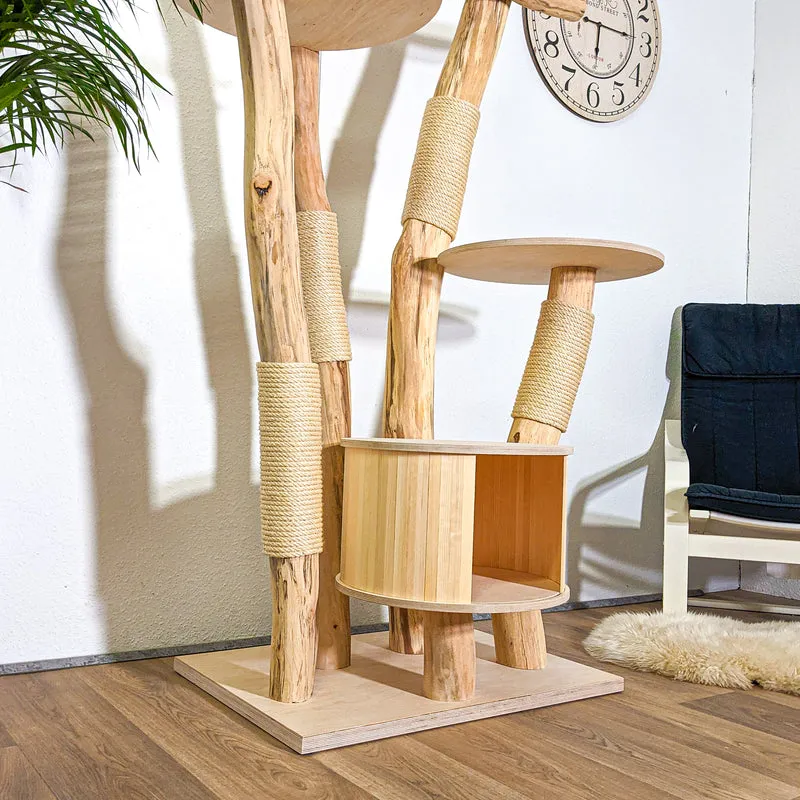 Naturkratzbaum 4374 Kratzbaum Natur Holz Design 204 cm hoch Katzenbaum