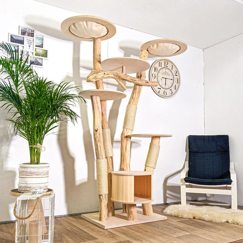 Naturkratzbaum 4374 Kratzbaum Natur Holz Design 204 cm hoch Katzenbaum