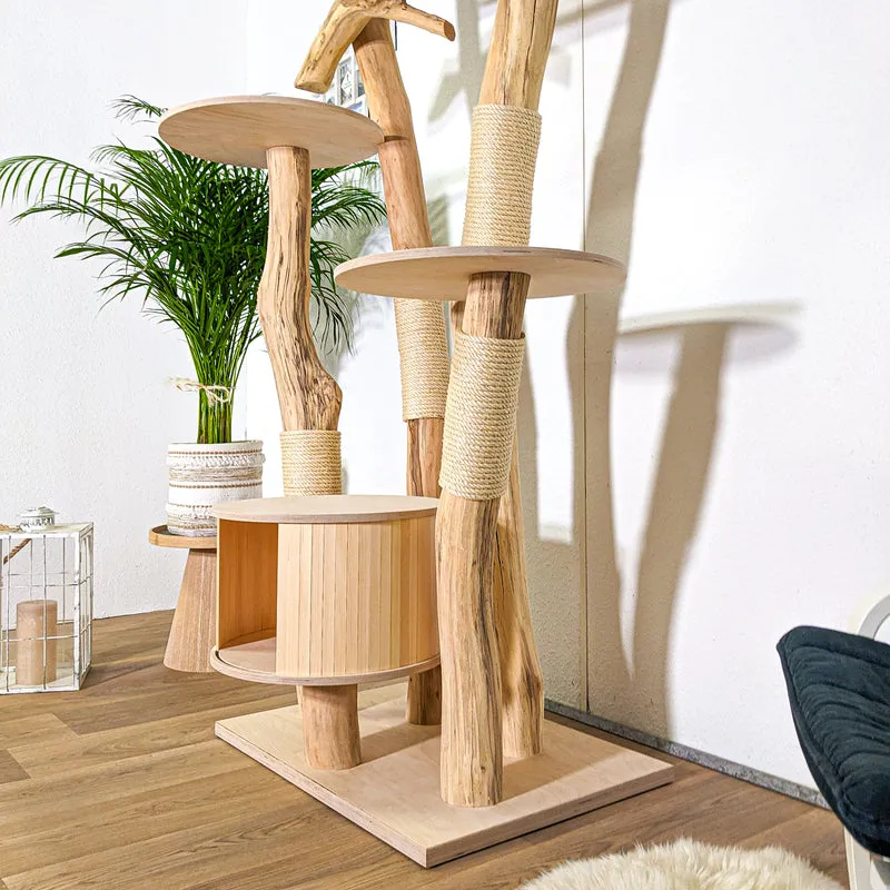 Naturkratzbaum 4374 Kratzbaum Natur Holz Design 204 cm hoch Katzenbaum