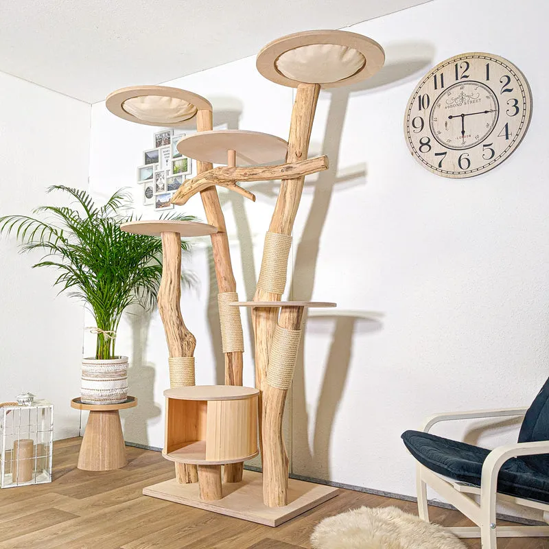 Naturkratzbaum 4374 Kratzbaum Natur Holz Design 204 cm hoch Katzenbaum