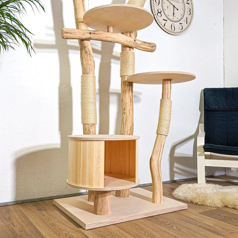 Naturkratzbaum 4371 Kratzbaum Natur Holz Design 205 cm hoch Katzenbaum