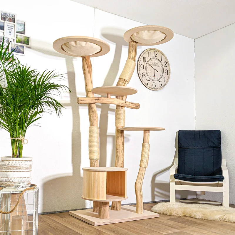Naturkratzbaum 4371 Kratzbaum Natur Holz Design 205 cm hoch Katzenbaum