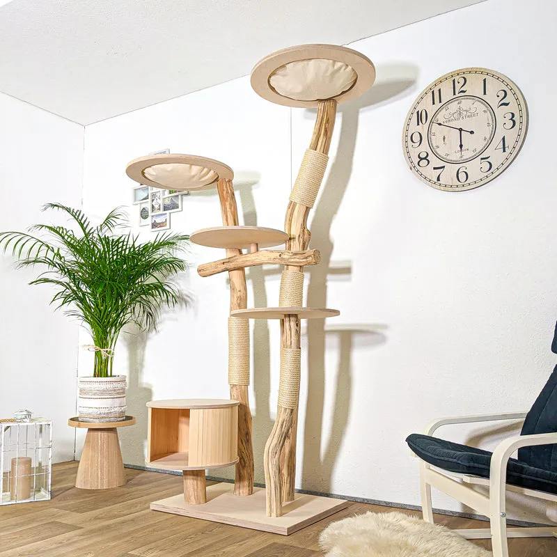 Naturkratzbaum 4371 Kratzbaum Natur Holz Design 205 cm hoch Katzenbaum